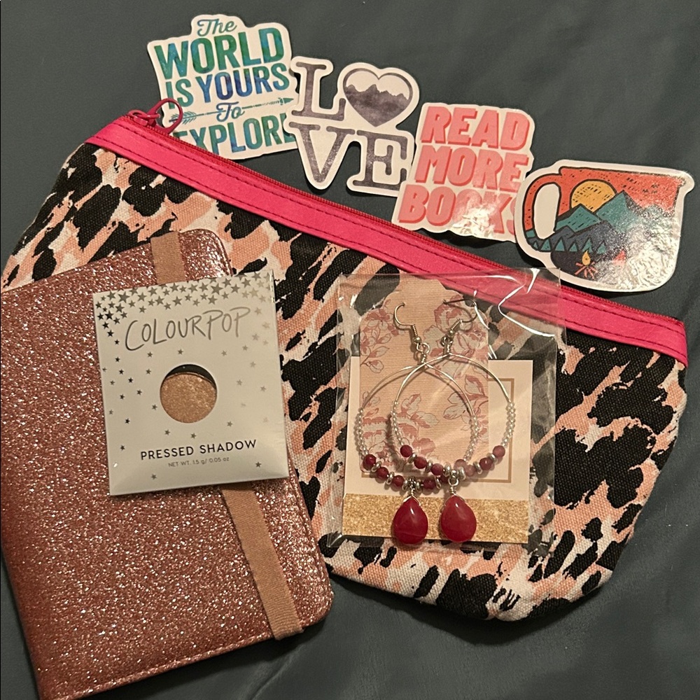 ColourPop Leopard Print Makeup Bag with Pink Accent